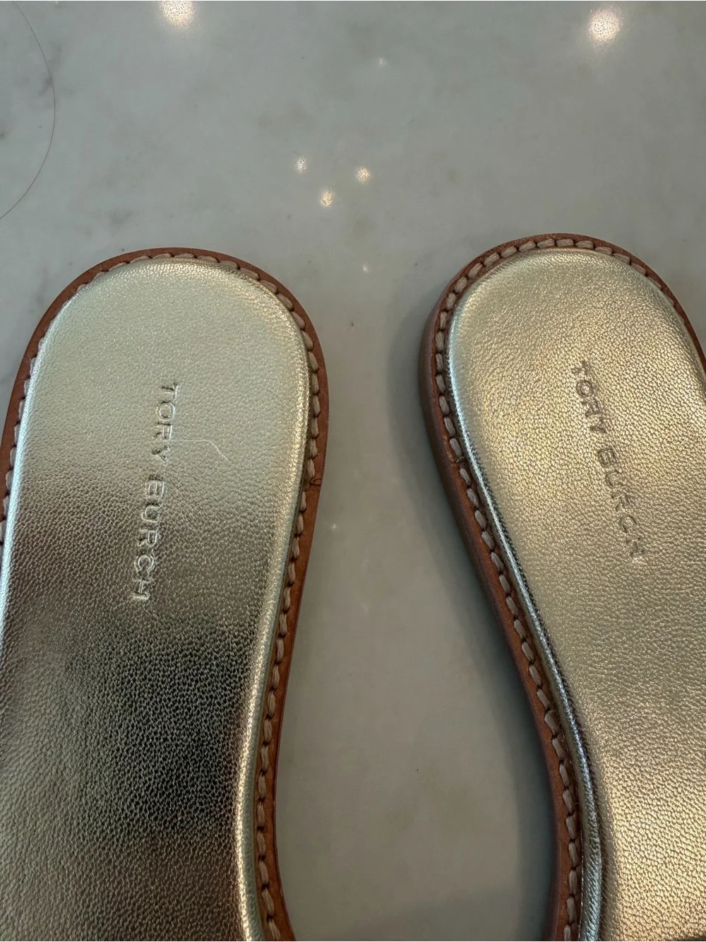 Tory Burch Gold Metallic  Slide Sandals